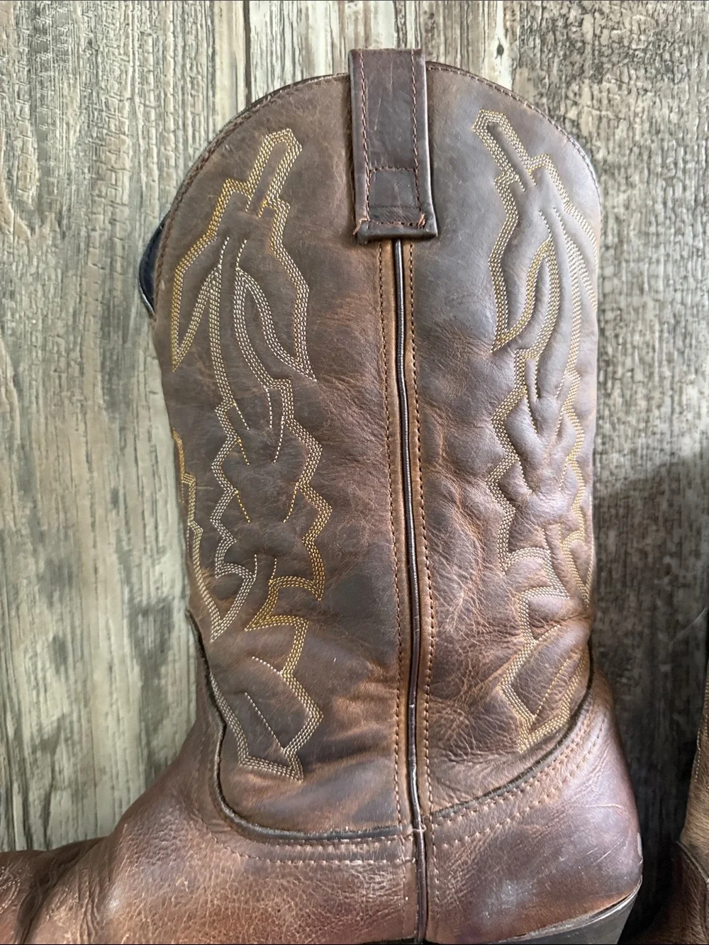 🌟Laredo 🌟Brown Embroidered Leather Cowboy Men Boots, 10.5 D